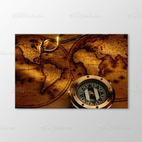 Compass and World Map Tablo