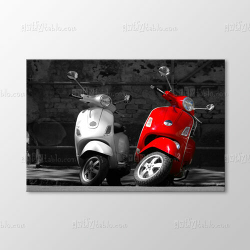 Kırmızı Vespa Scooter Tablo