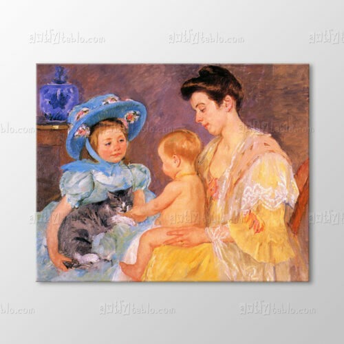 Children Playing With a Cat Tablo