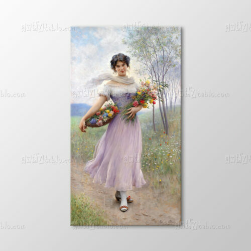 Madchen in Fliederfarbenem Kleid Tablo