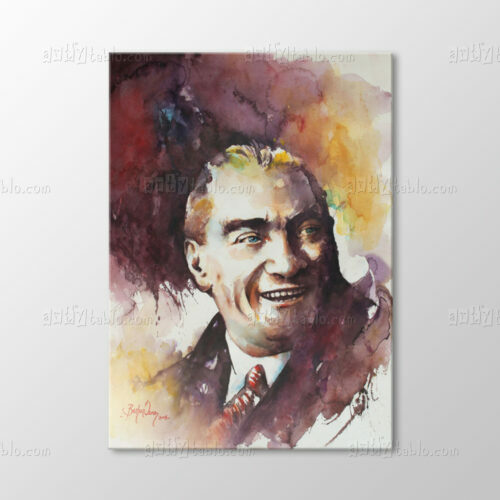 Sulu Boya Atatürk Gülerken Tablo