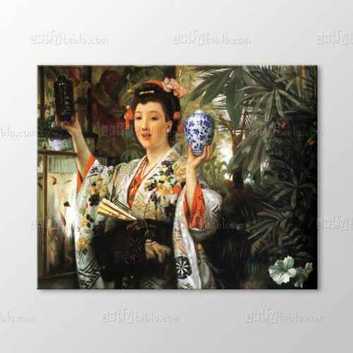 Young Lady Holding Japanese Objects Tablo
