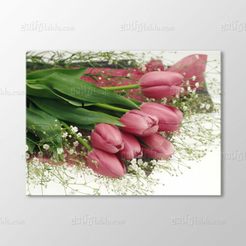Pembe Lale Buketi Tablo