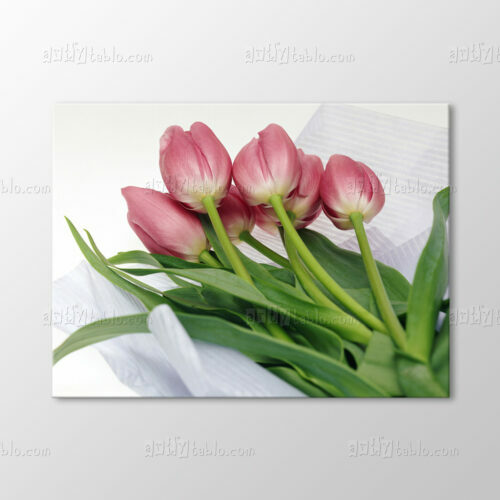 Pembe Lale Buketi Tablo
