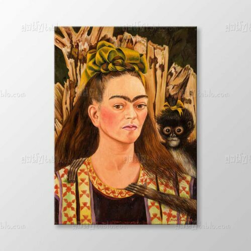 Self Portrait with Monkey Frida Kahlo 1945 Tablo