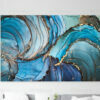 Blue Gold Marble Kanvas Tablo