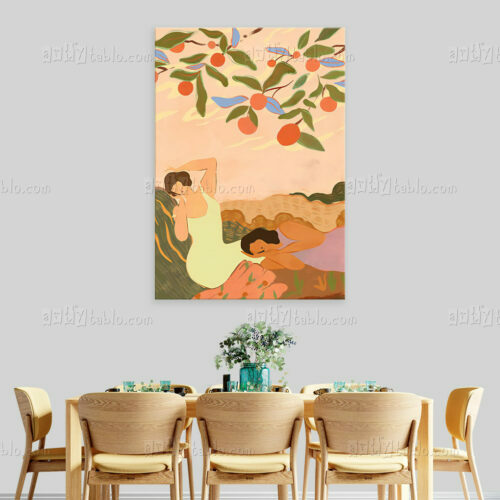 Womens Lying Under Orange Tree Tablo