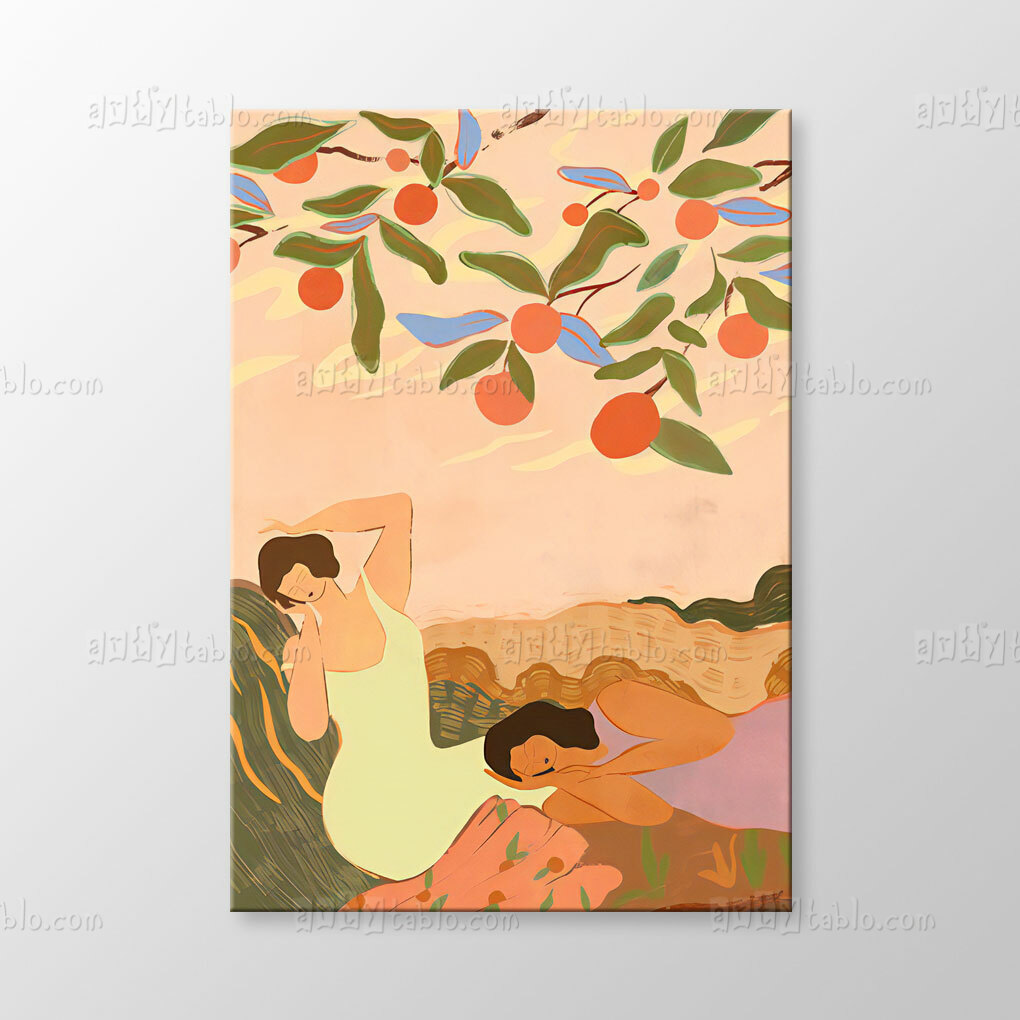 Womens Lying Under Orange Tree Tablo